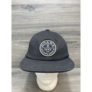 Roark Layover Strapback Hat OS Black flat brim Adjustable